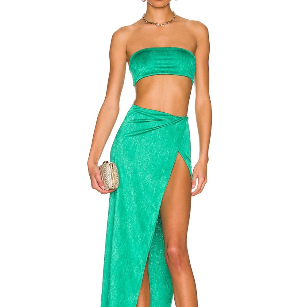 Superdown Karolyna Maxi Skirt Set in Teal
